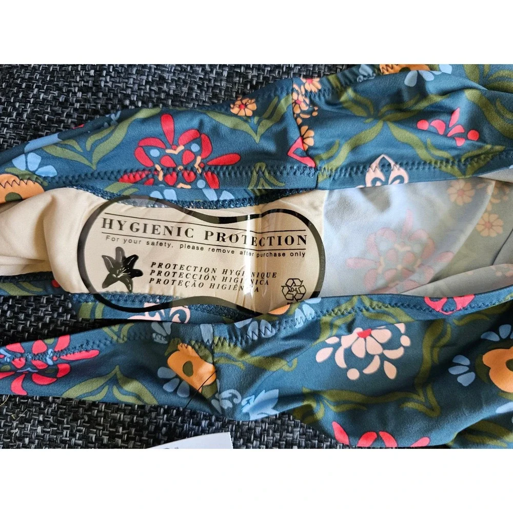 A Pea in the‎ Pod Maternity Tankini Set Small Teal Floral NWT 50+ UPF Ruched